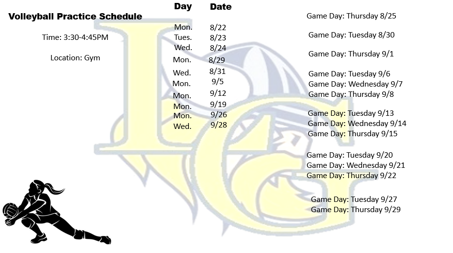 Volleyball & Soccer Schedule | Le Grand Union Elementary School